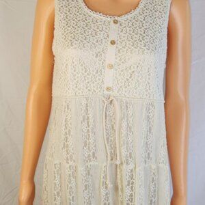 Lady Noie, boho, wedding, church, lacy, dress, white, lined, size XL